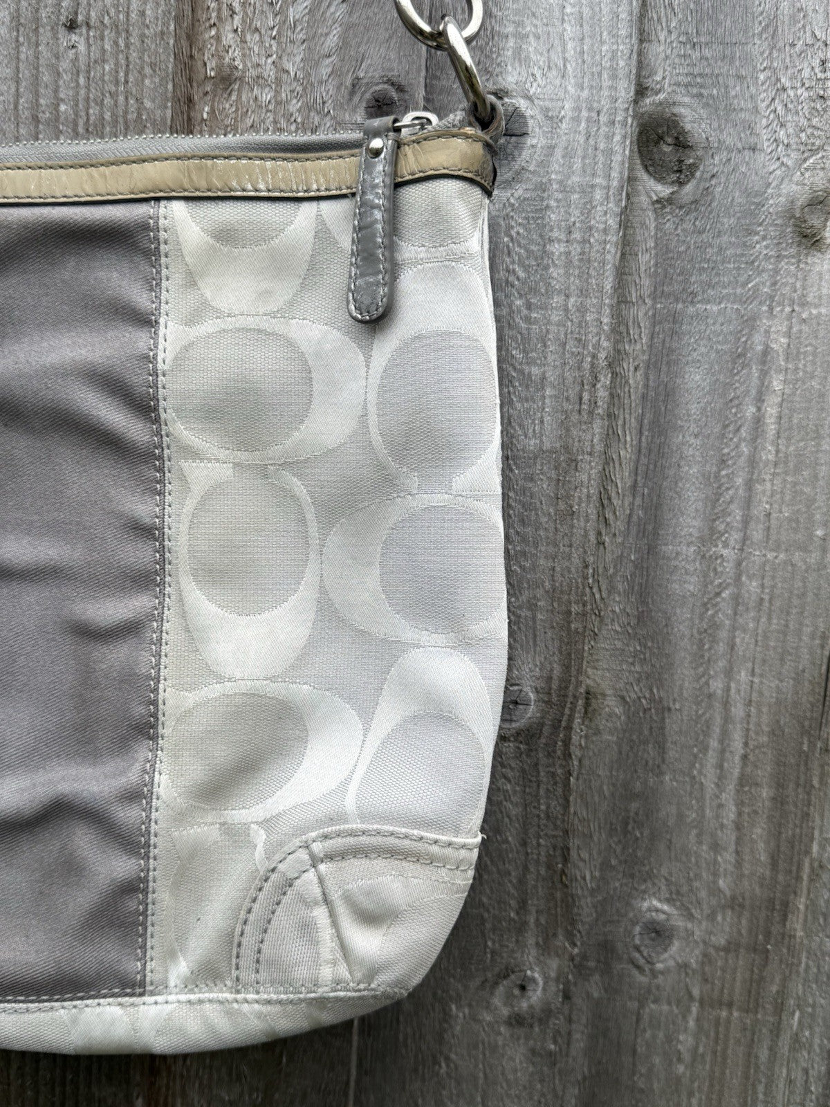 Coach Gallery SignatureStripe Convertible Shoulder Bag in Light Khaki/Gunmetal2