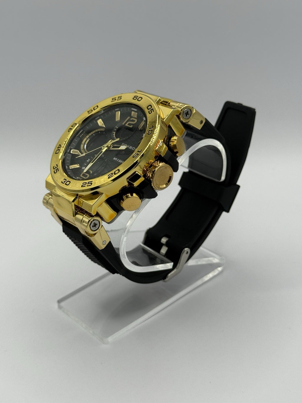 Fox Box Men's Watch Gold Tone with Silicone Band0