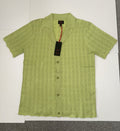 Devils Advocate Mens Knitted Scallop Edge Open Weave Short Sleeve Shirt In Green0