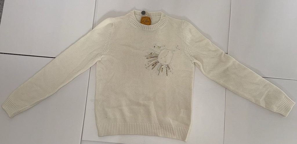 Le Lion Cancer Petite Crew Neck Jumper Size XS Beaded Sequin Lion Knit0