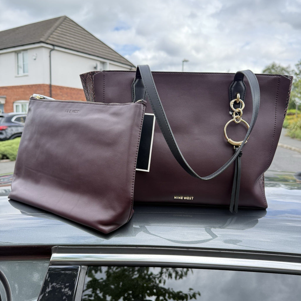 Nine West Karis Large Tote with Removable Pouch in Merlot/Oxblood0